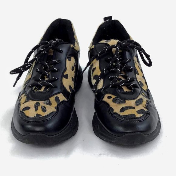 Calf Hair Leather Lace Up Women’s Leopard Print Shoes Size 9.5 - Picture 7 of 8